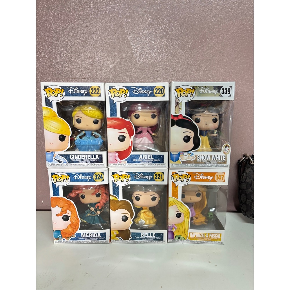 Funko Pop Disney Princess Lot Ariel Belle Cinderella Merida Snow White Rapunzel